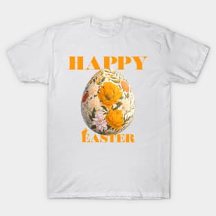 Happy Easter Egg Design with Floral Elements T-Shirt